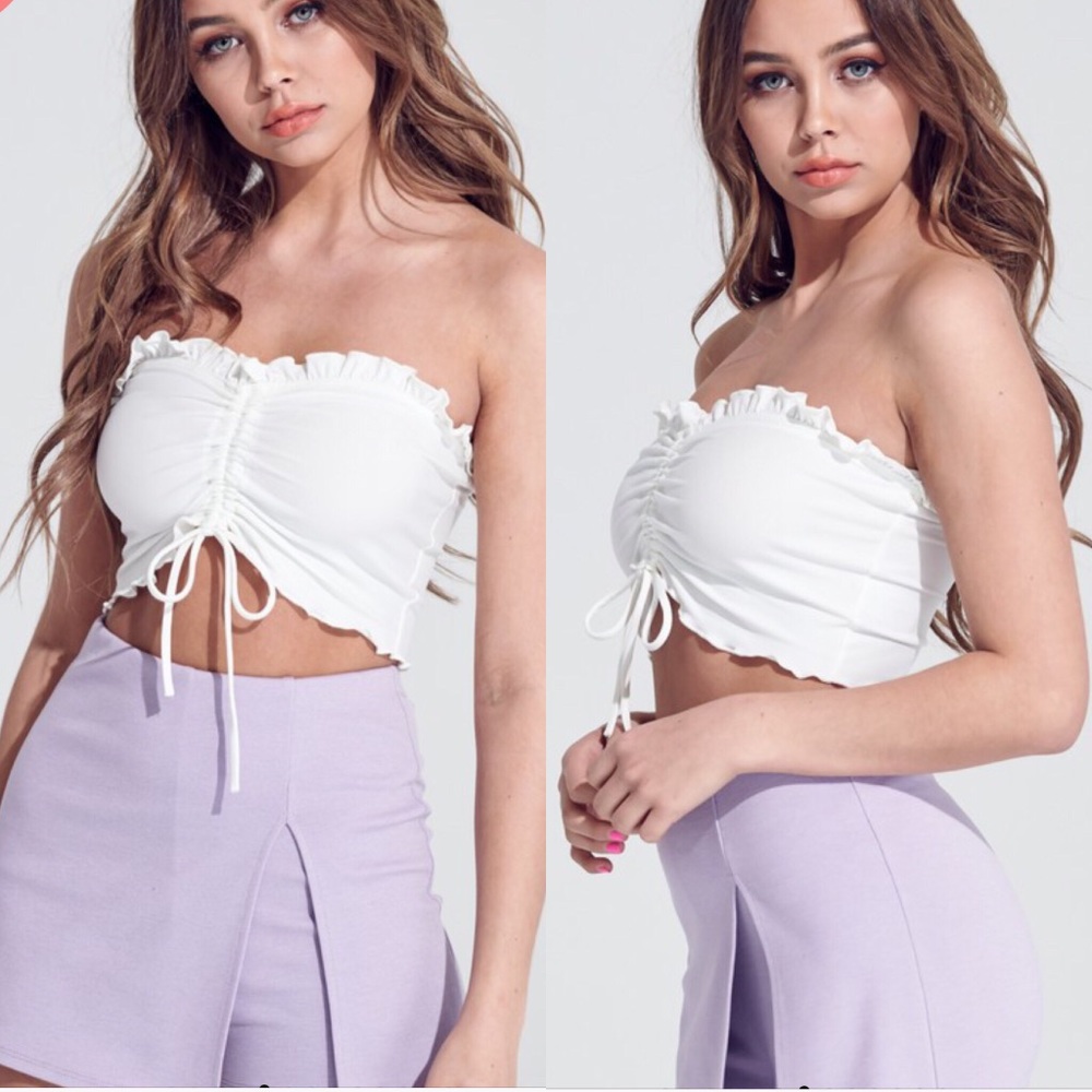 Ruched Drawstring Crop Top - Picture 2 of 6